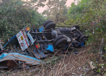 गॅस सिलेंडर वाहतूक करणाऱ्या ट्रकचा भीषण अपघात