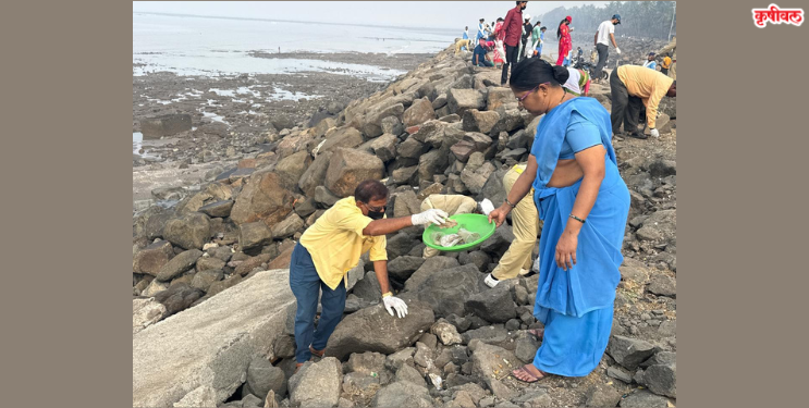 नागाव समुद्रकिनारी स्वच्छता मोहीम