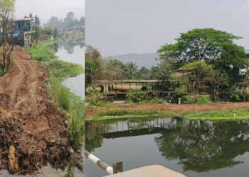 पेण धोक्यात! भोगावती नदीपात्रात बेकायदेशीर भराव