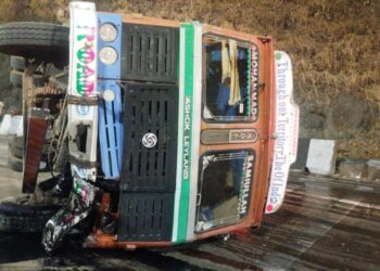 मुंबई–पुणे एक्सप्रेस वेवर ट्रक पलटी