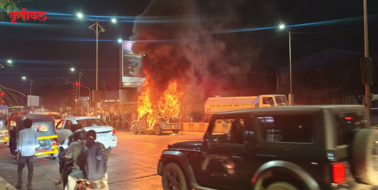 चालत्या स्विफ्ट गाडीला आग