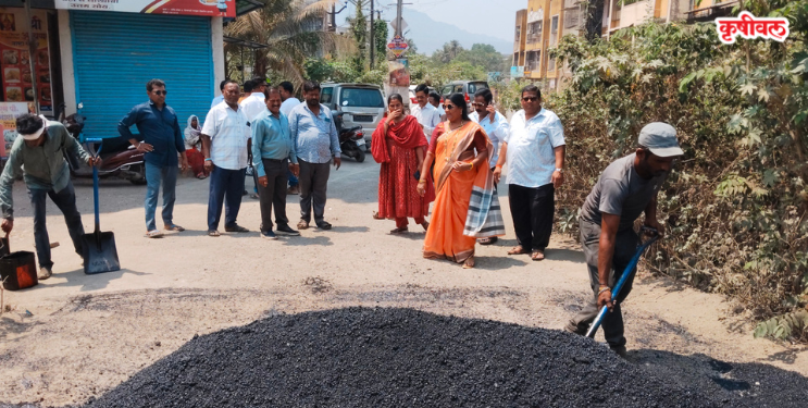 नेरळ ग्रामपंचायत हद्दीत खड्डे भरण्याच्या कामांना सुरुवात