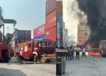 भेंडखळजवळ कॉनएक्स सीएफएसला आग