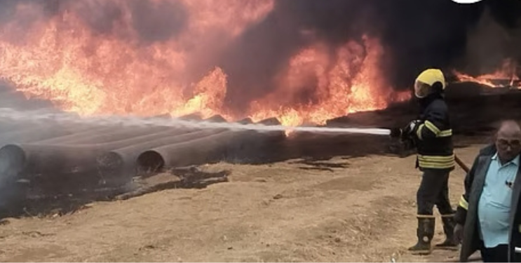 कोथेरी धरण प्रकल्पाच्या पाईपला भीषण आग