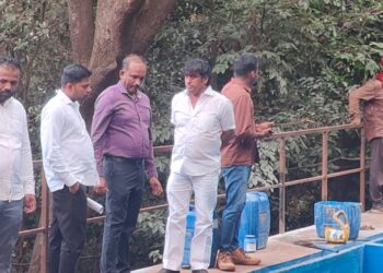 माथेरान येथे मलनिस्सारण प्रकल्पाची पाहणी