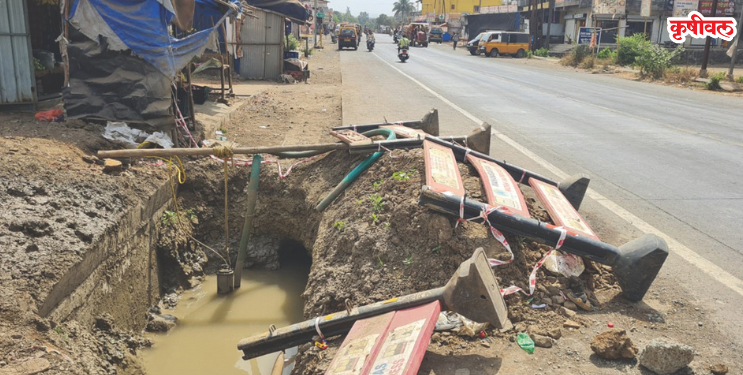 वावोशी फाट्यावरील रस्त्यावर महानगर गॅसलाईनच काम सुरू