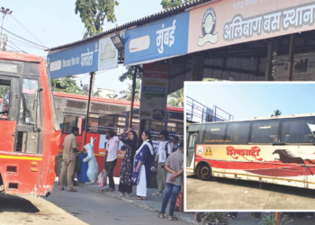 अलिबाग-पनवेल मार्गावर खटाऱ्या शिवशाही