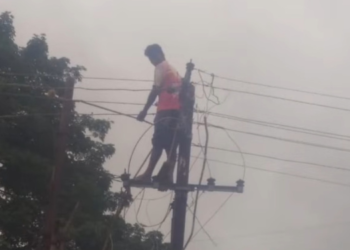 Electric Shocks: विजेच्या धक्क्याने कामगार पोलवरून कोसळला
