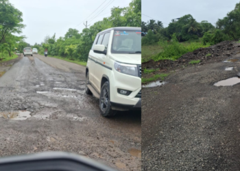 बेलकडे-सहाण मार्गावर मोठमोठे खड्डे; वर्षभरातच रस्त्याची चाळण