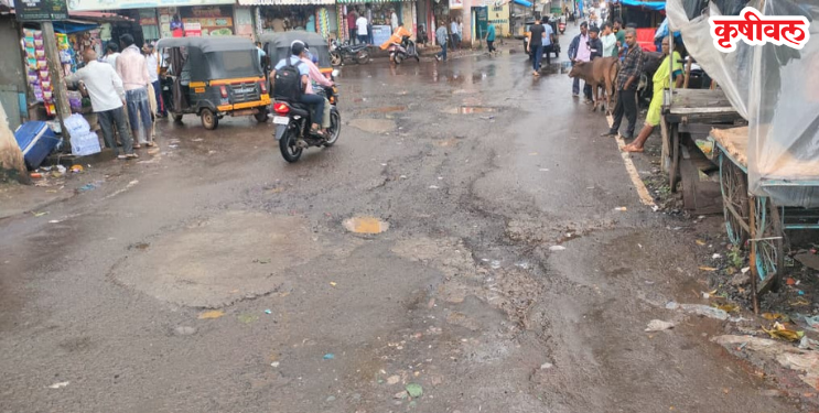 म्हसळा-दिघी पोलीस चौकीजवळ खड्डे