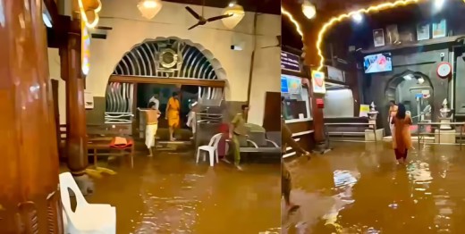 पावसामुळे बल्लाळेश्वर मंदिरात पाणी शिरले