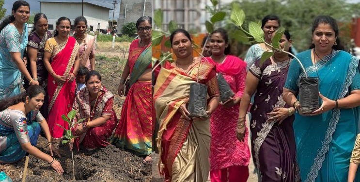एकल मातांच्या हस्ते वटवृक्षाचे रोपण