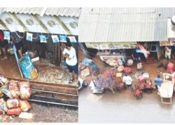 पुरामुळे भातशेतीचे, दुकानदारांचे नुकसान