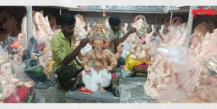 भिंगारीतील कार्यशाळांमध्ये गणेशमूर्ती घडविण्याचे काम युद्धपातळीवर
