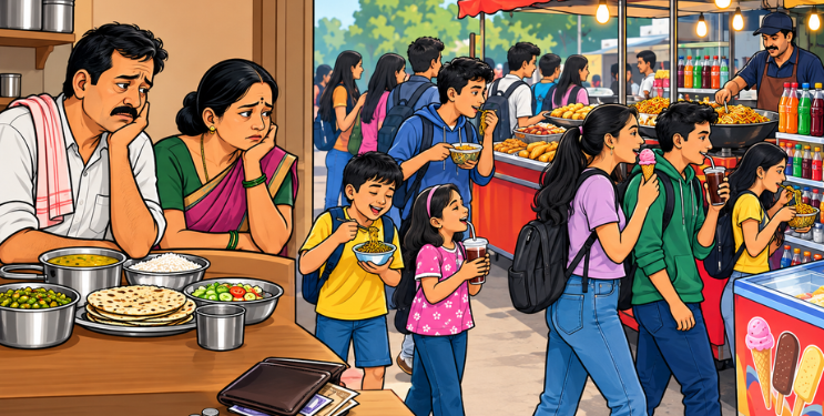 तरुणाईचा टपरीवरील अन्नाकडे ओढा