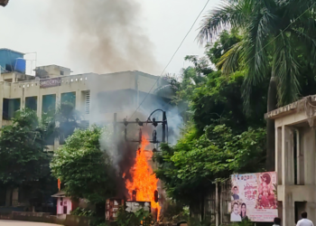नेरळमधील विद्युत रोहित्रला भीषण आग